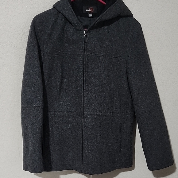 Studio Y Pea Coat Womens Size L Gray Jacket wool blend - Picture 1 of 12